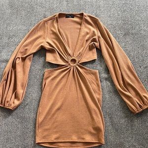 Vici camel colored cut out dress
